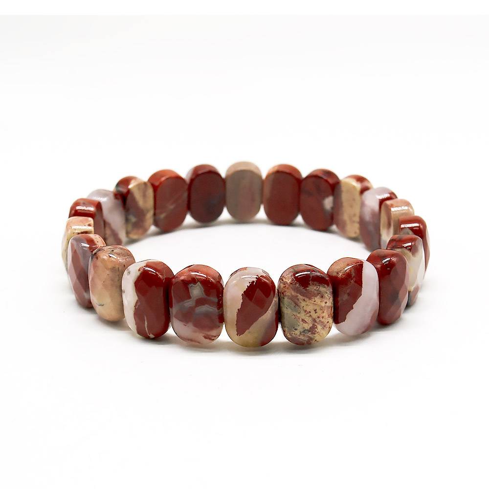 Браслет из яшмы кирпичной пестрой сегмент 14*9 мм грань