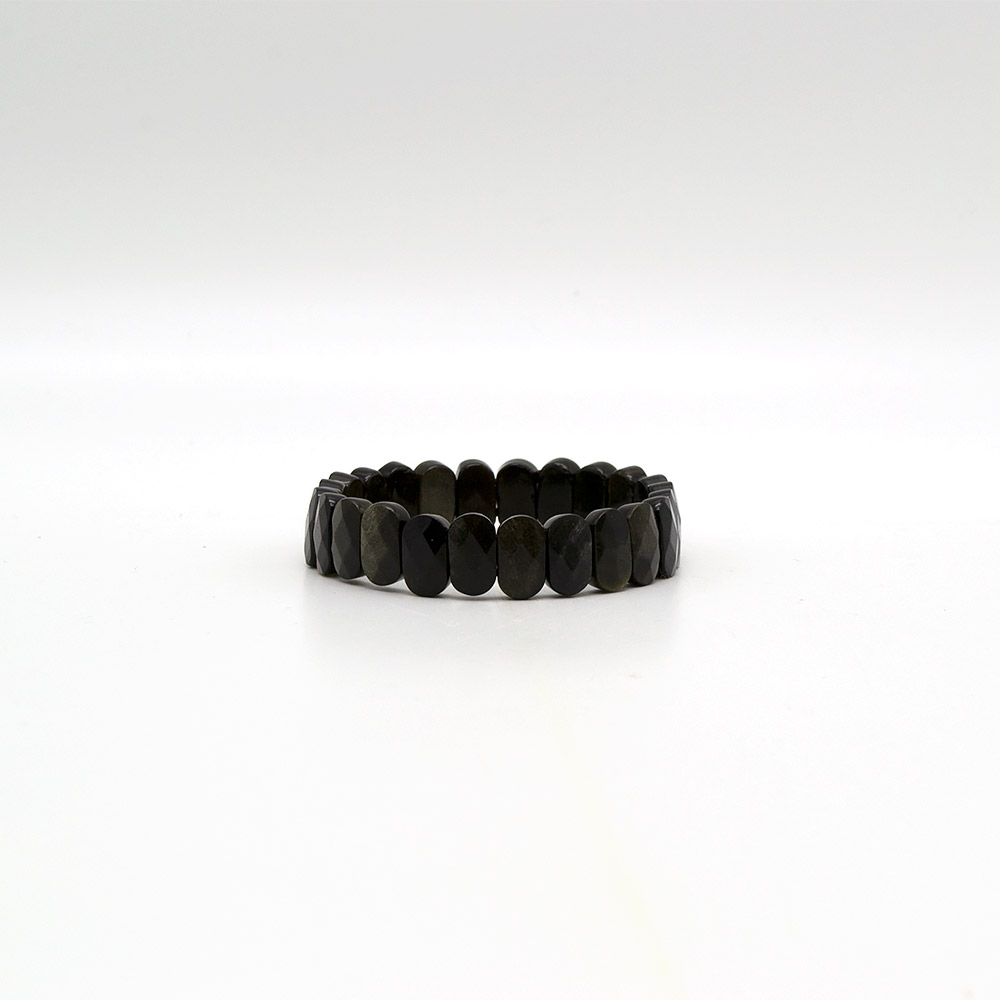 Фото товара браслет из обсидиана золотистого сегмент овальный 14*9 мм грань