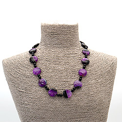 Бусы из агата с кварцем тонированным фиолетовым таблетка круглая 20 мм