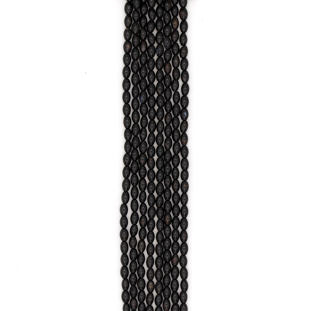 Фото товара агат бочата цвет черный 9*6 мм