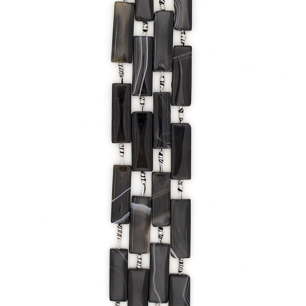 Фото товара агат прямоугольник цвет черный 49*17 мм