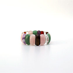 Фото товара браслет из розового кварца,горного хрусталя,тигрового глаза,аметиста 25*12 мм