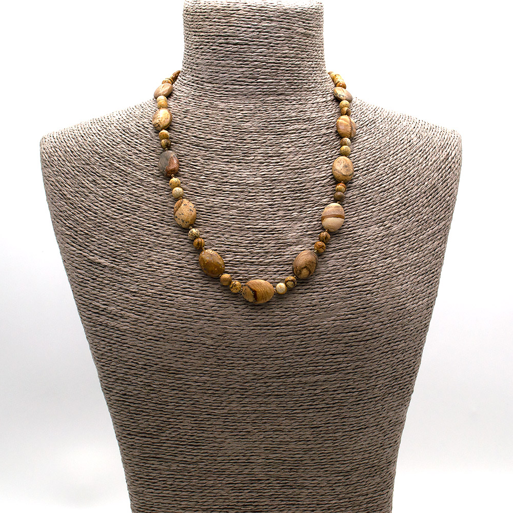 Фото товара бусы из яшмы песчаной таблетка 18*13 мм