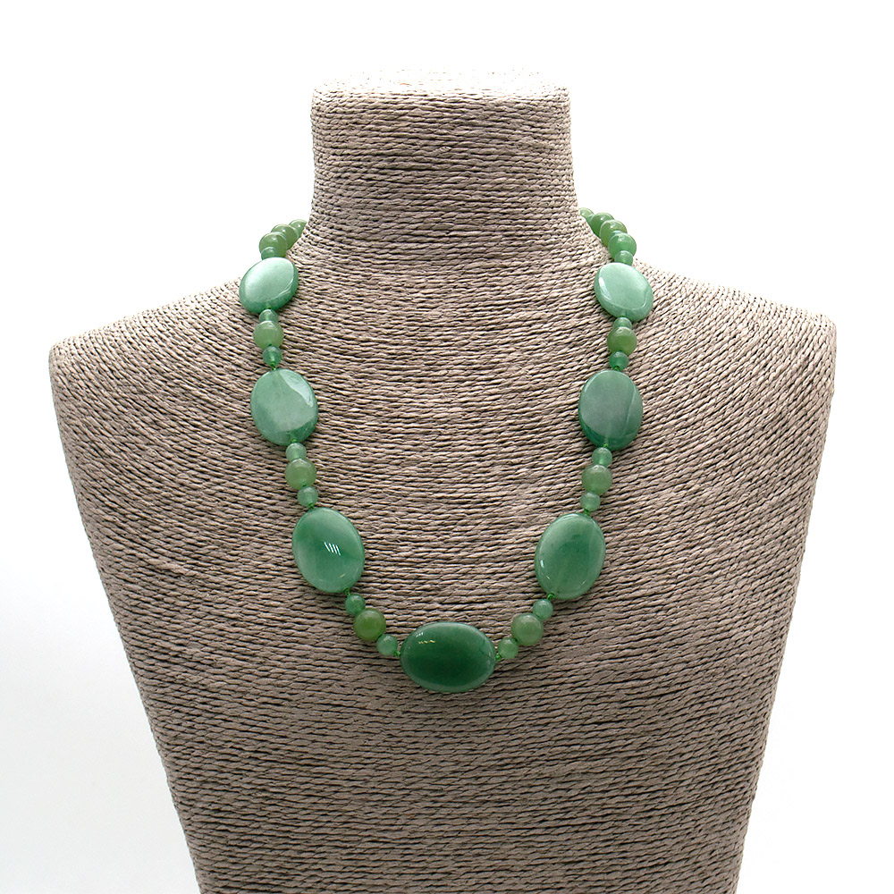 Фото товара бусы из авантюрина зеленого таблетка 25*18 мм