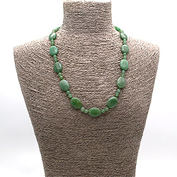 Бусы из авантюрина зеленого таблетка 20*15 мм