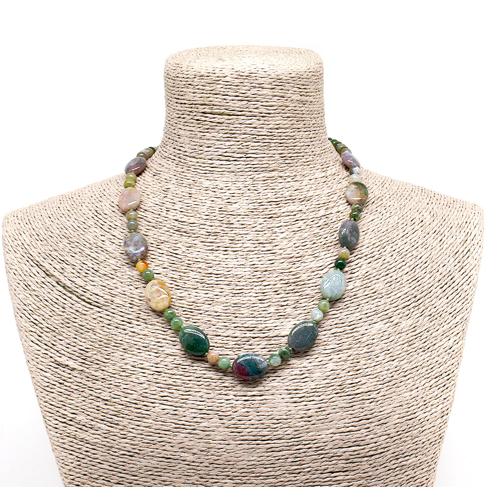 Фото товара бусы из яшмы зеленой таблетка 18*13 мм