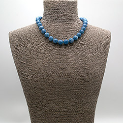 Бусы из кварца цвет аквамарин темный шар