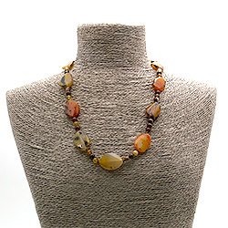 Бусы из агата коричневого таблетка витая 25*18 мм