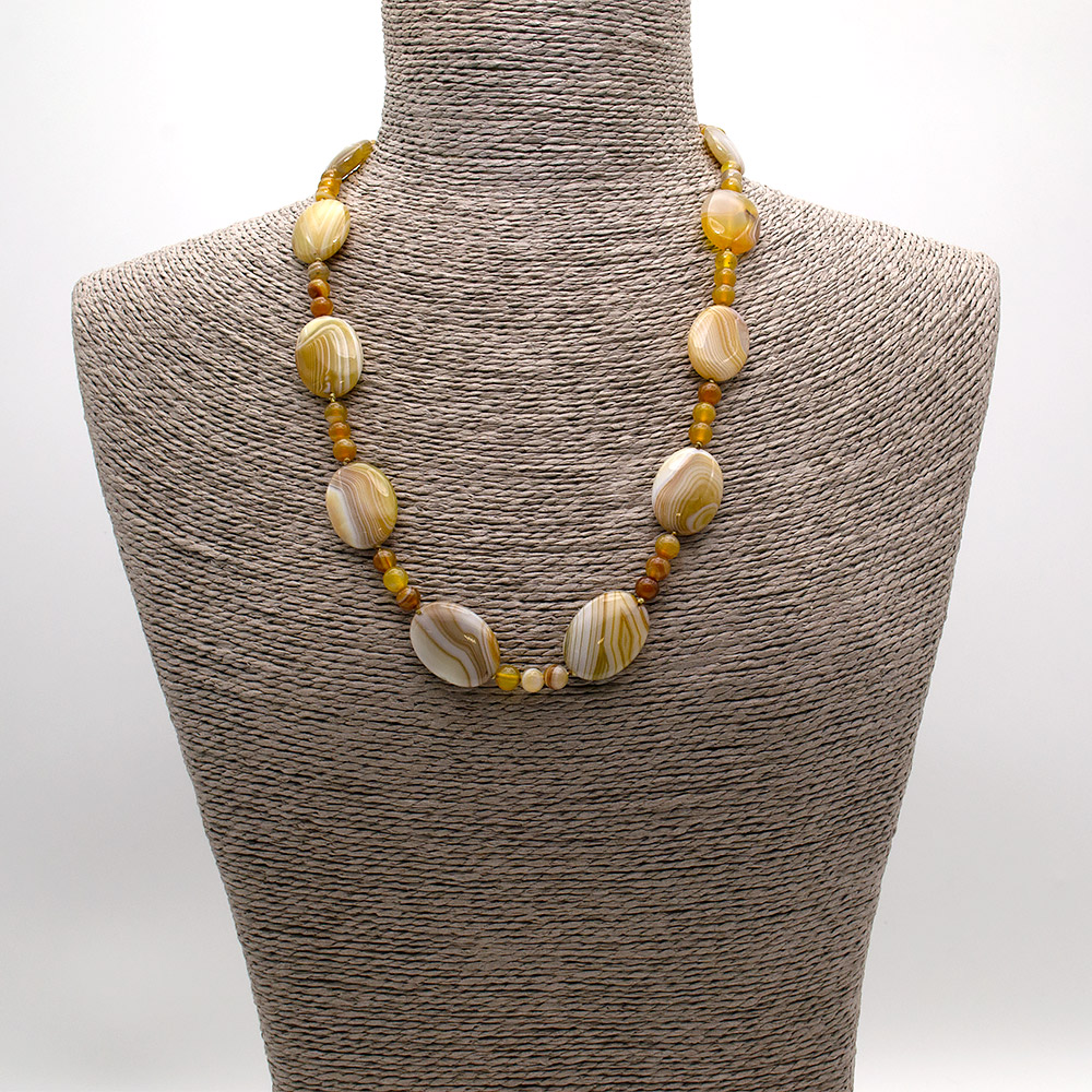 Фото товара бусы из агата цвет медовый таблетка 25*19 мм