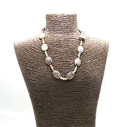 Бусы из агата  мохового серого таблетка 25*18 мм