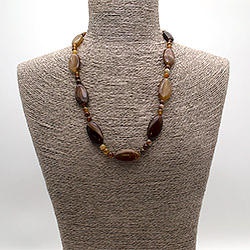 Бусы из агата светло-коричневого таблетка 30*15 мм