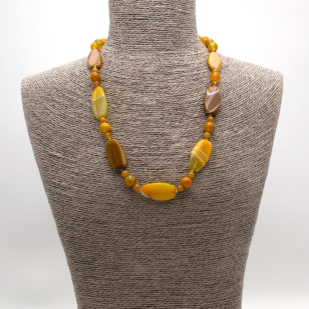 Фото товара бусы из агата цвет медовый таблетка скошенная 32*17 мм