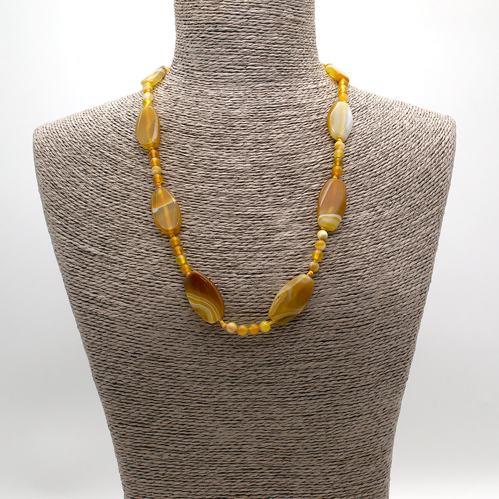 Фото товара бусы из агата цвет медовый таблетка скошенная 32*17 мм