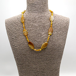 Бусы из агата цвет медовый таблетка скошенная 32*17 мм