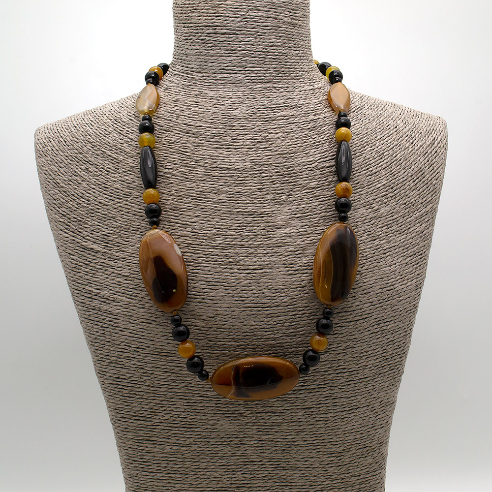 Фото товара бусы из агата цвет медовый таблетка