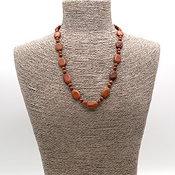 Бусы из авантюрина синтетического коричневого таблетка 18*13 мм