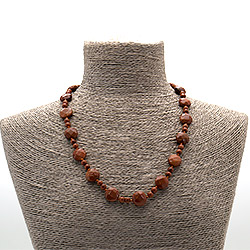 Бусы из авантюрина синтетического коричневого таблетка круглая грань