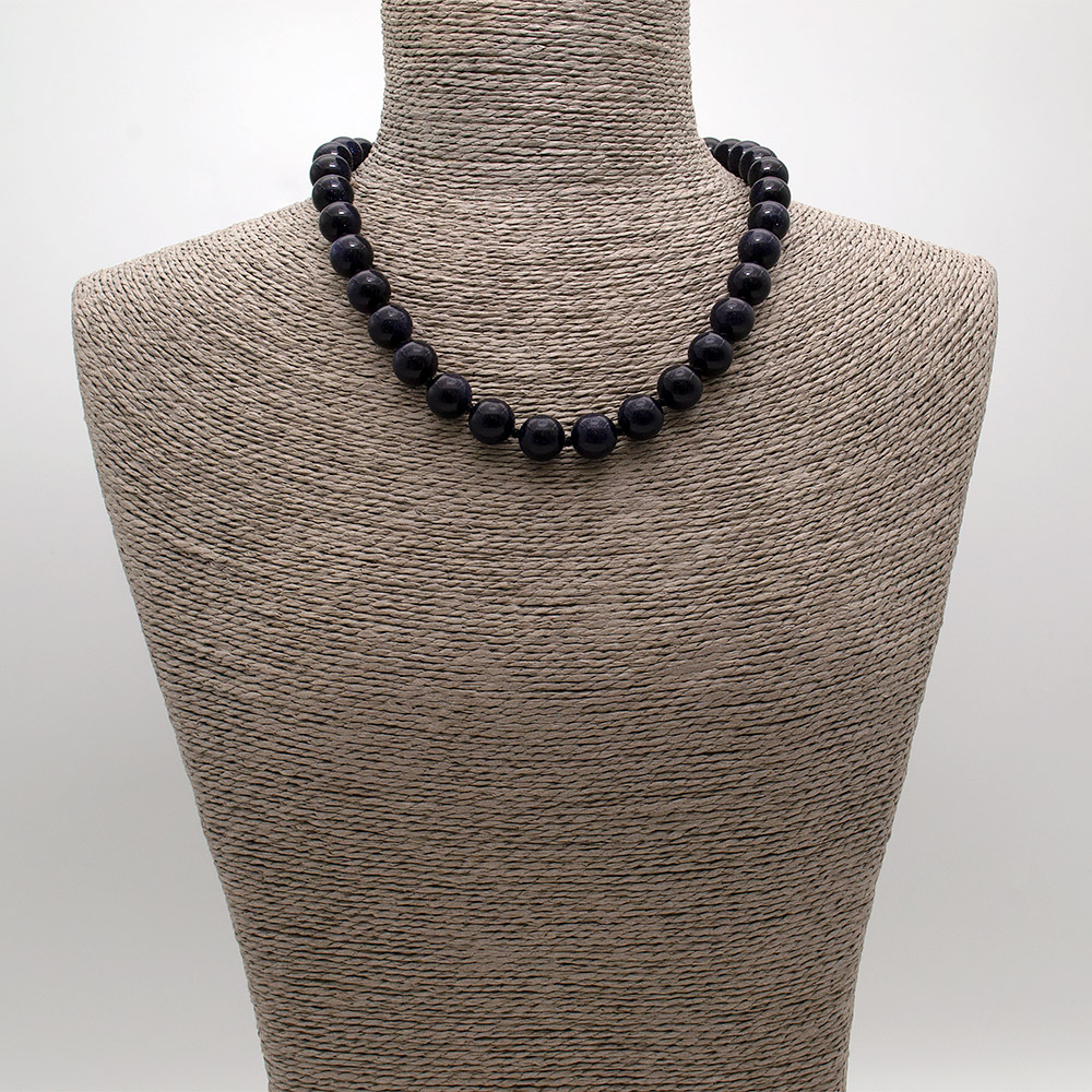 Фото товара бусы из авантюрина синтетического синего шар 12 мм 45 см