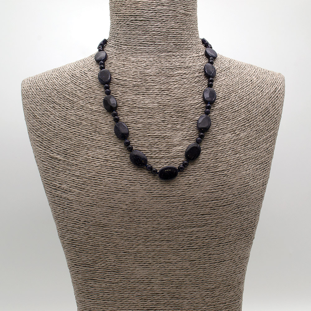 Фото товара бусы из авантюрина синтетического синего таблетка 18*13 мм