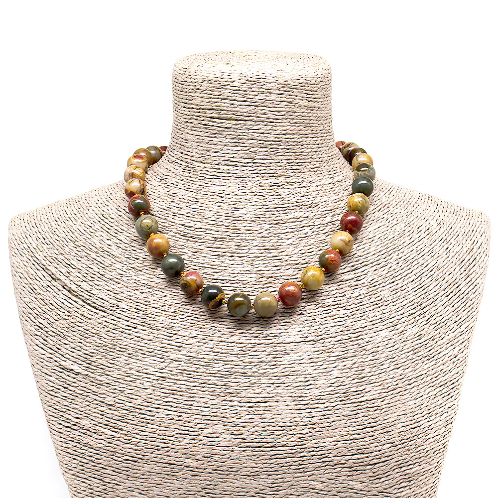 Бусы из яшмы "Пикассо" шар 12мм