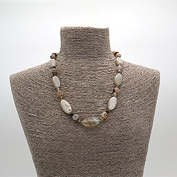 Бусы из агата цвет дымчатый таблетка овальная 25*13 мм