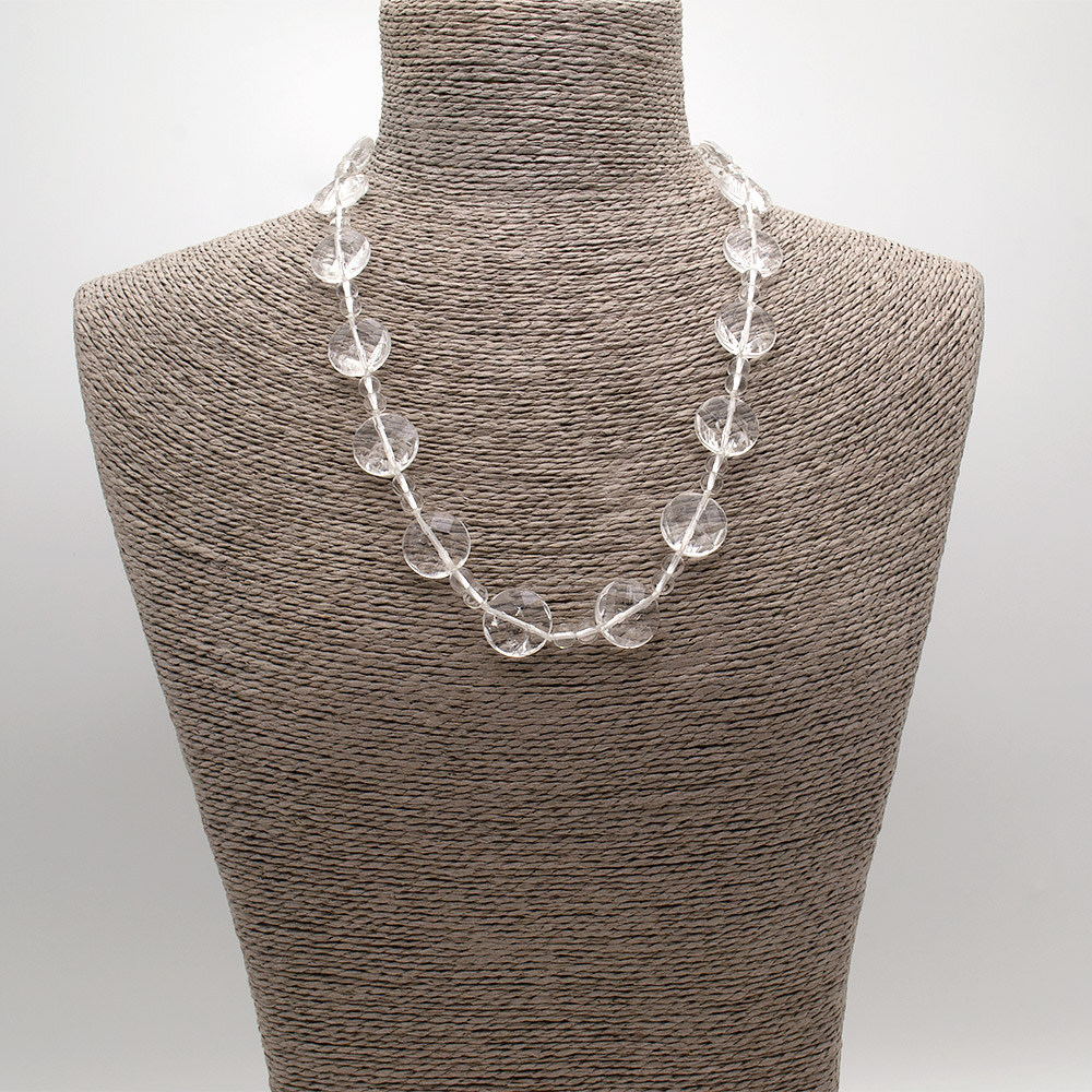 Фото товара бусы из горного хрусталя таблетка 14 мм