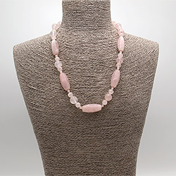 Бусы из розового кварца бочонок грань