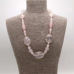 Фото товара бусы из розового кварца таблетка, бочонок