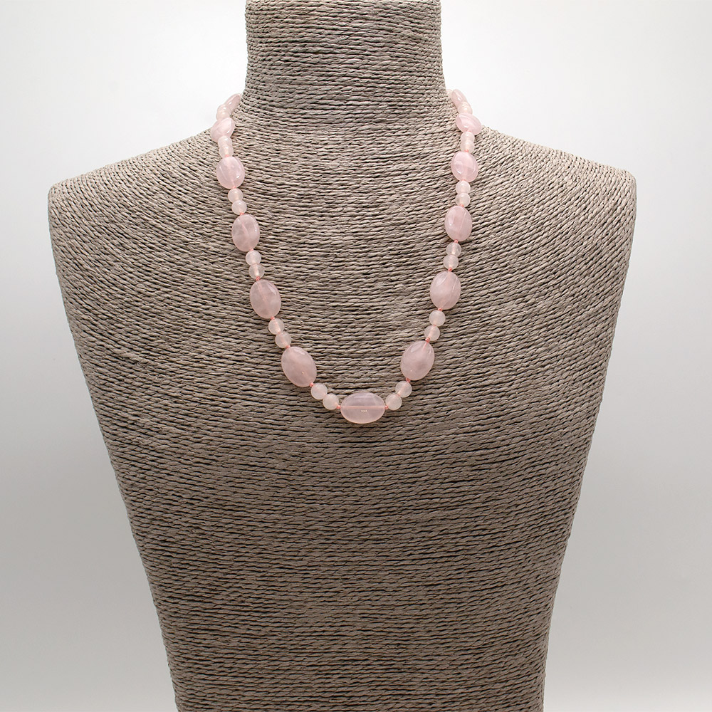 Фото товара бусы из розового кварца таблетка 18*13 мм