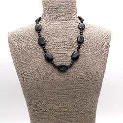 Бусы из агата черного таблетка овальная 25*17 мм