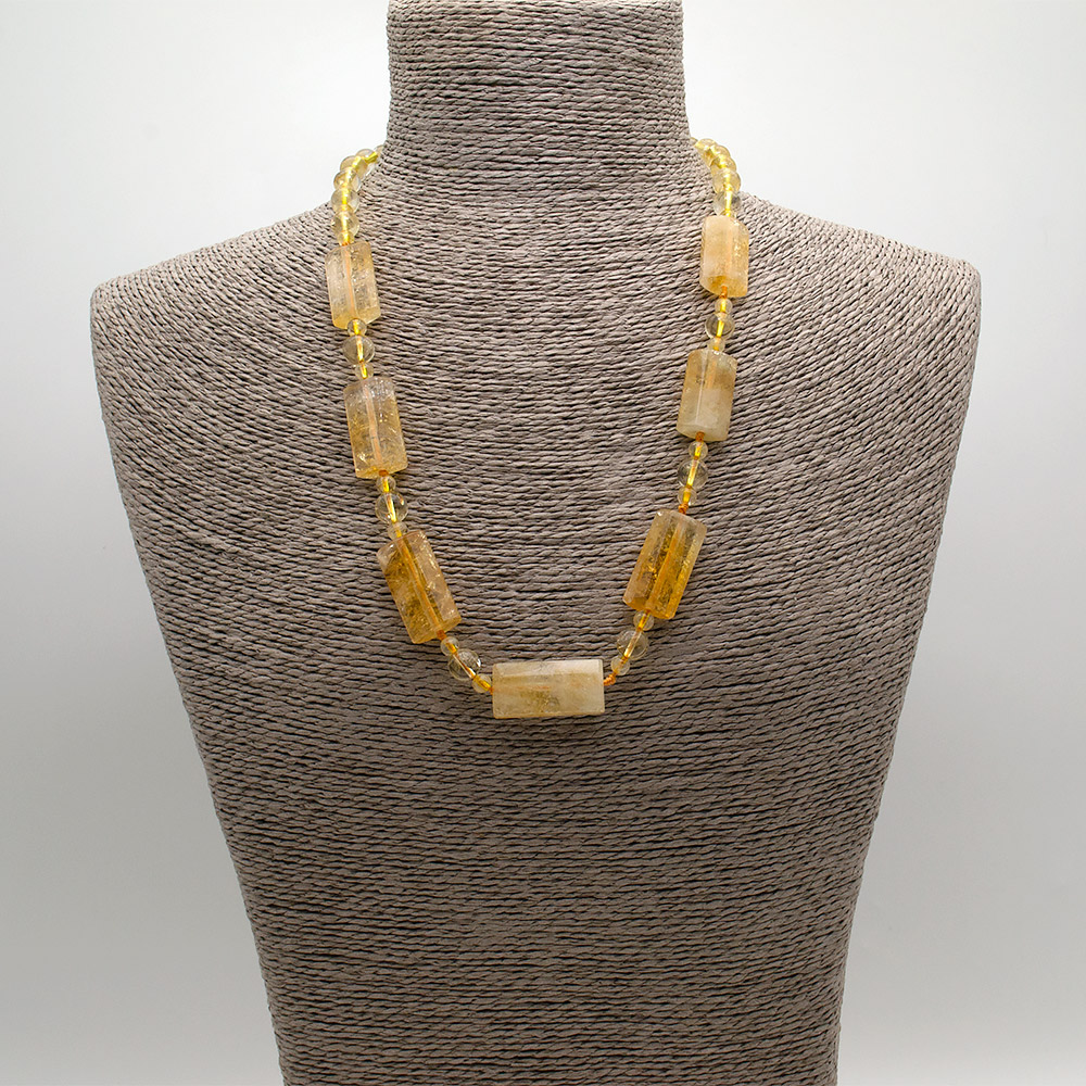 Фото товара бусы из цитрина прямоугольник грань