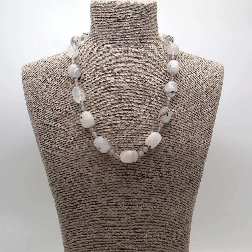 Фото товара бусы из кварца волосатика галтовка 21*15 мм