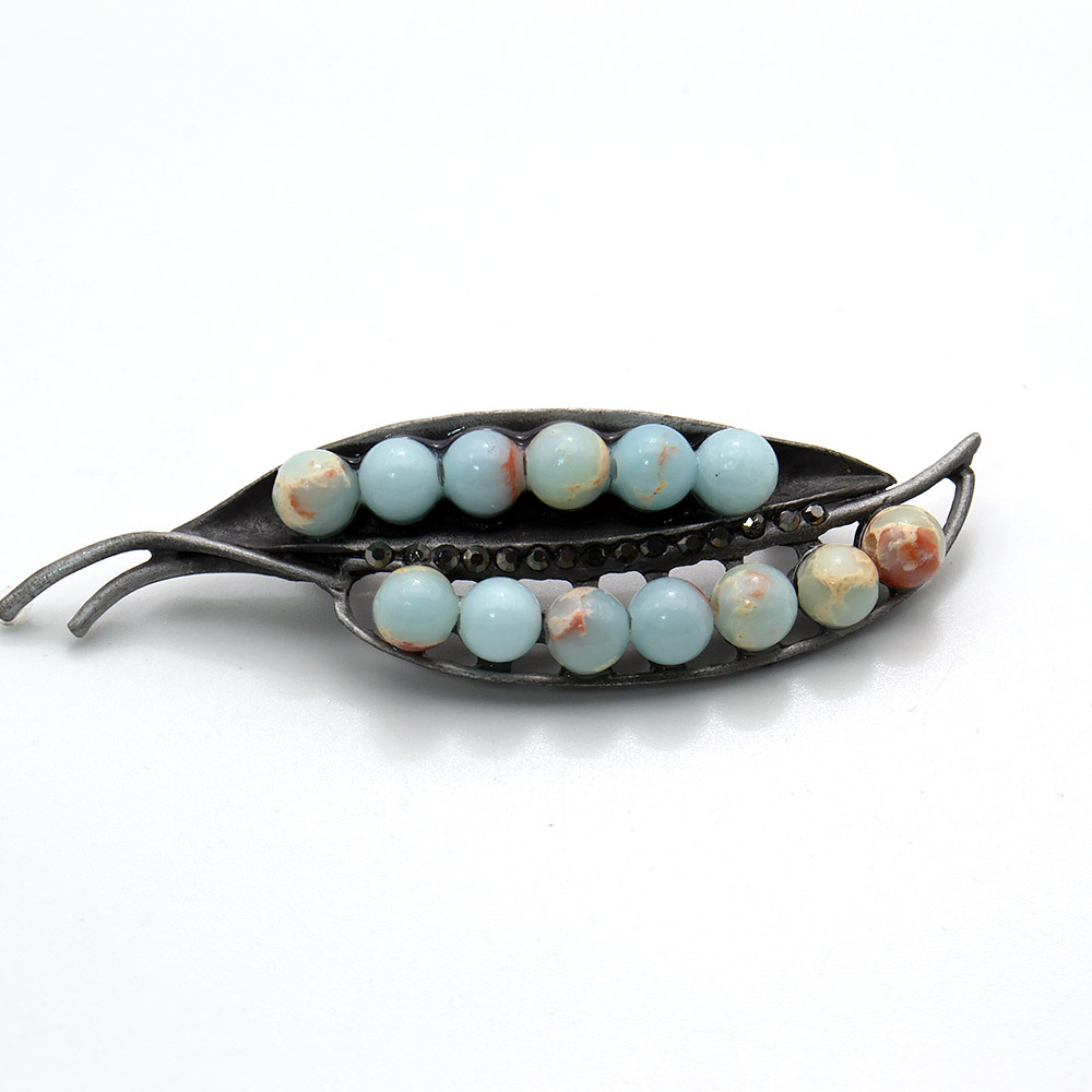 Фото товара брошь "лепесток" варисцит со стразами