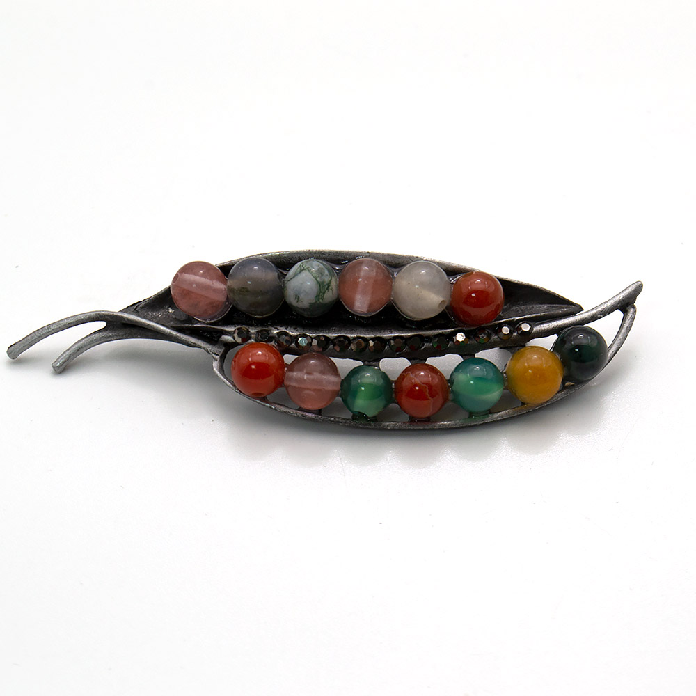 Фото товара брошь "лепесток" самоцветы со стразами