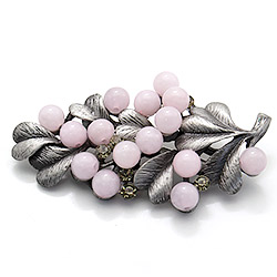 Брошь "Магия цветов" розовый кварц А0090