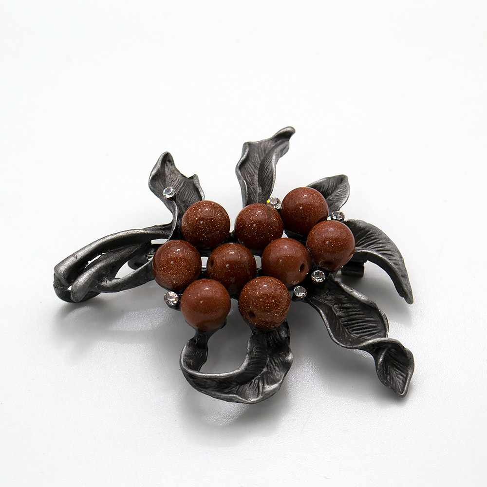 Фото товара брошь - подвеска "канабис" авантюрин коричневый синтетический