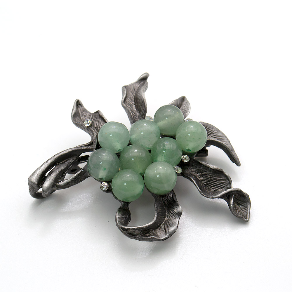 Фото товара брошь - подвеска "канабис" авантюрин синтетический зеленый