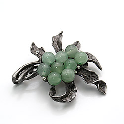 Брошь - подвеска "Канабис" авантюрин синтетический зеленый