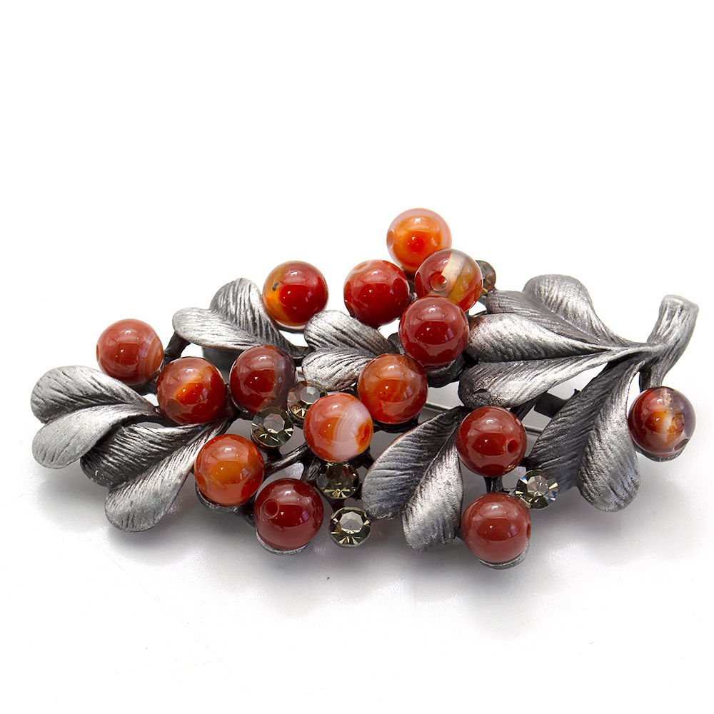 Фото товара брошь "магия цветов" сердолик а0090