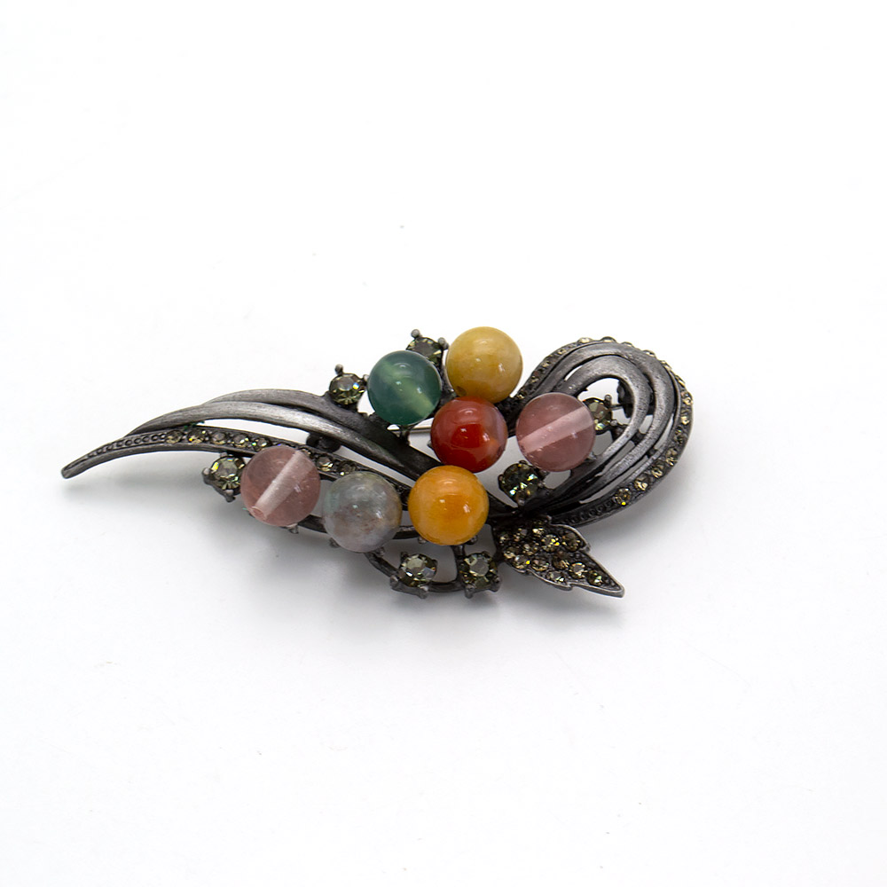 Фото товара брошь "морской конёк" самоцветы