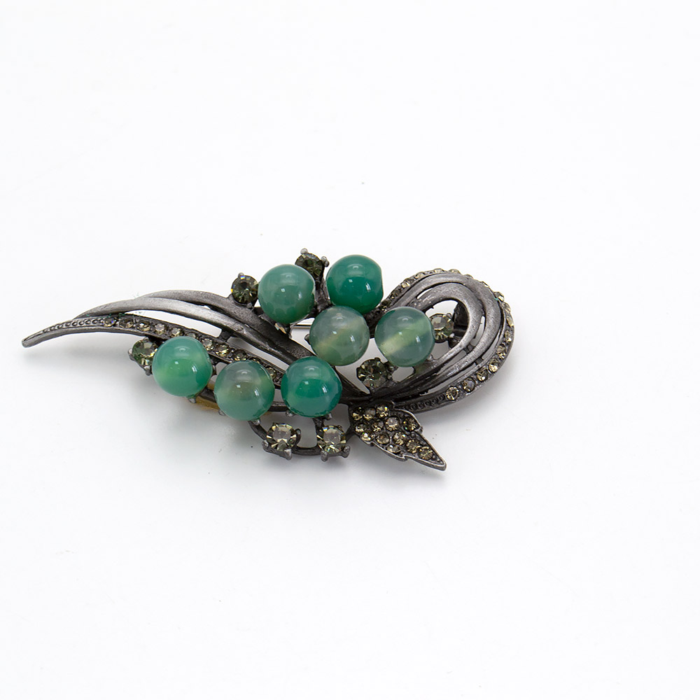 Фото товара брошь "морской конек" зеленый агат