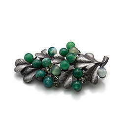 Фото товара брошь "магия цветов" зеленый агат а0090