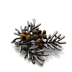 Брошь "Можжевельник" тигровый глаз