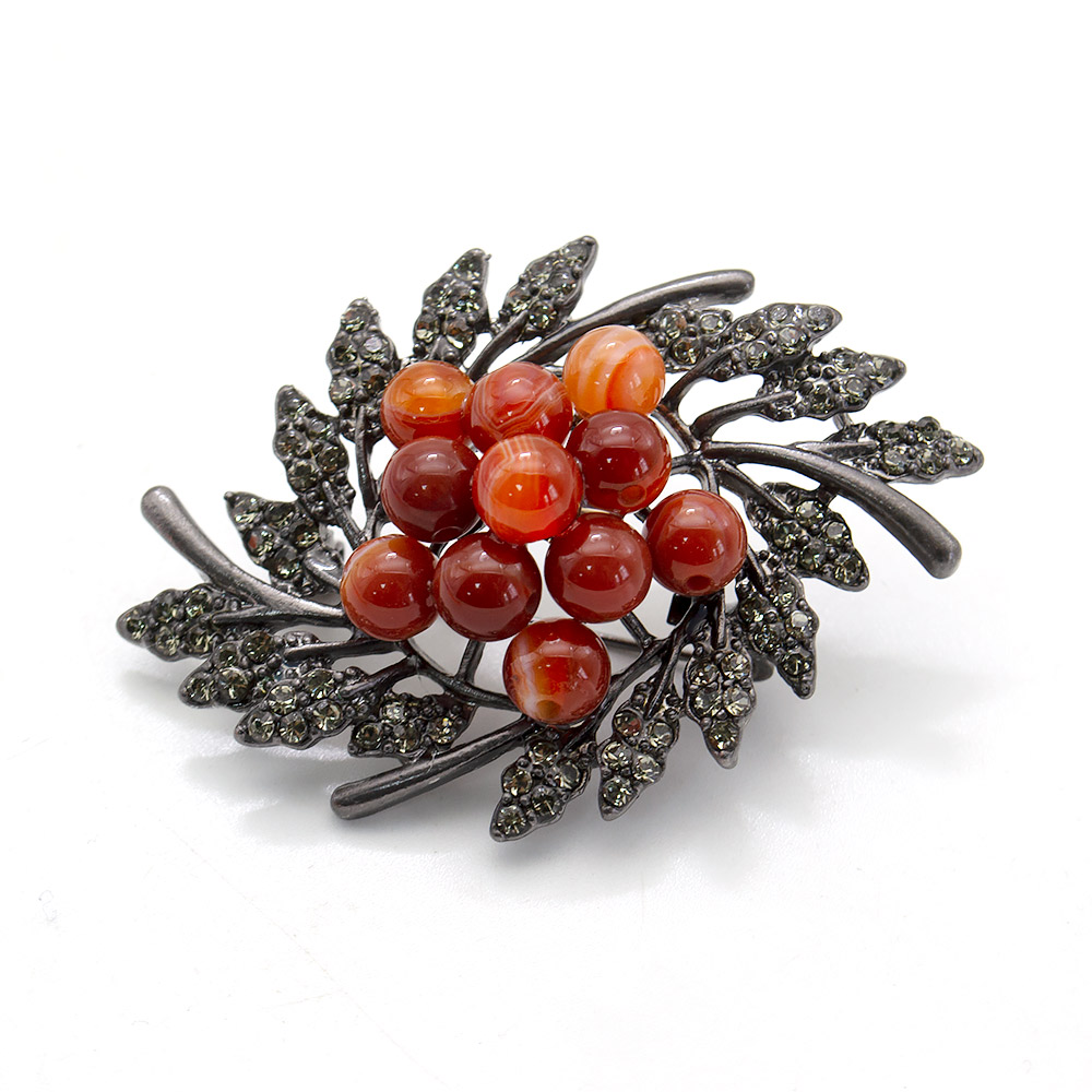 Фото товара брошь "венок 4 листа" сердолик а0094