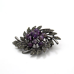 Брошь "Венок 4 листа" аметист А0094