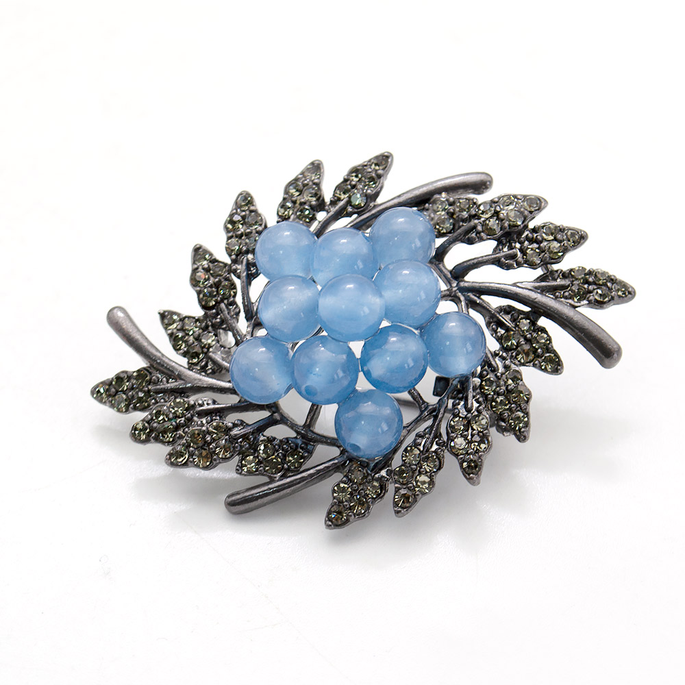 Фото товара брошь "венок 4 листа" голубой кварц а0094