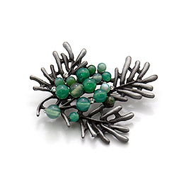 Брошь "Можжевельник" зеленый агат