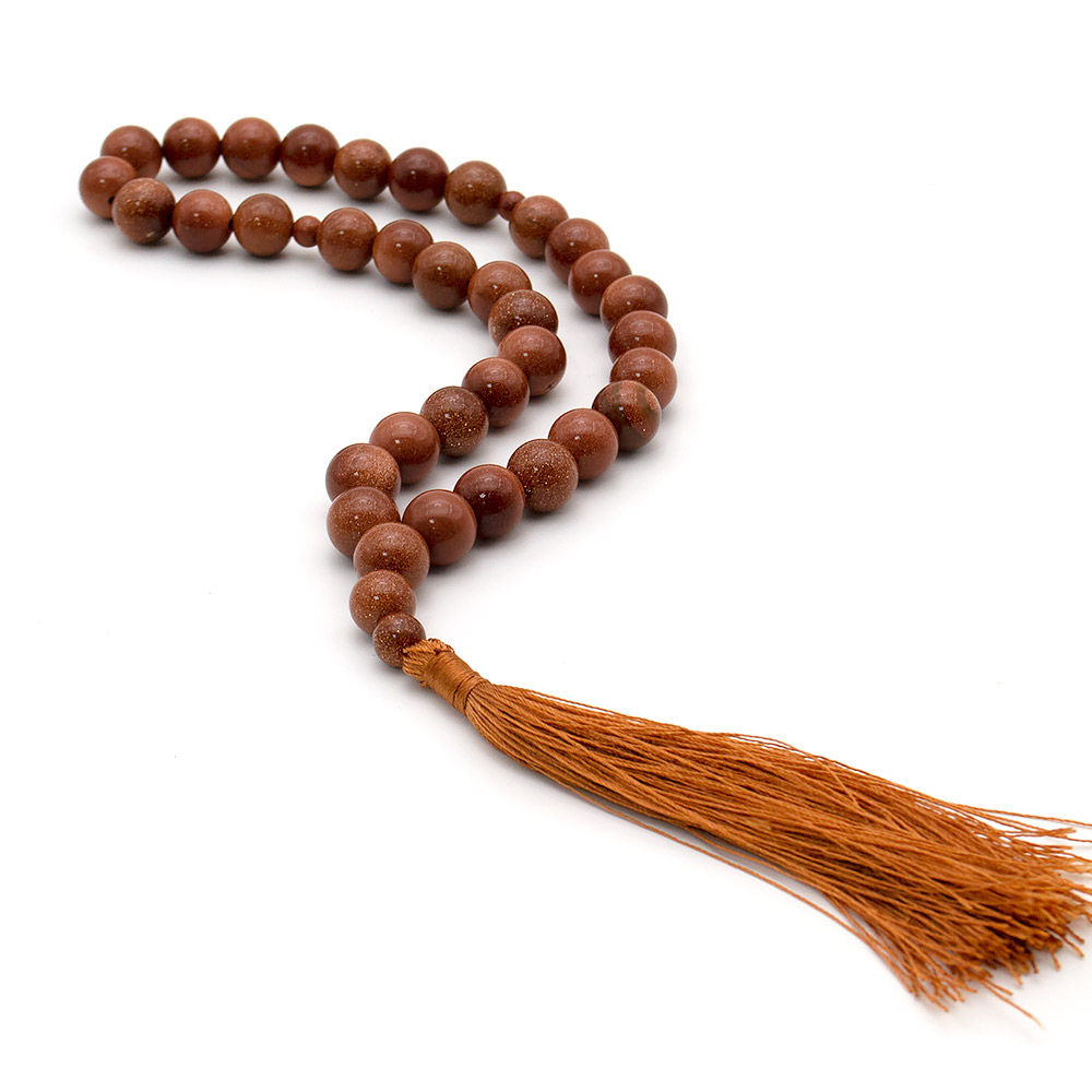 Фото товара четки из авантюрина синтетического коричневого 12 мм 33 бусины