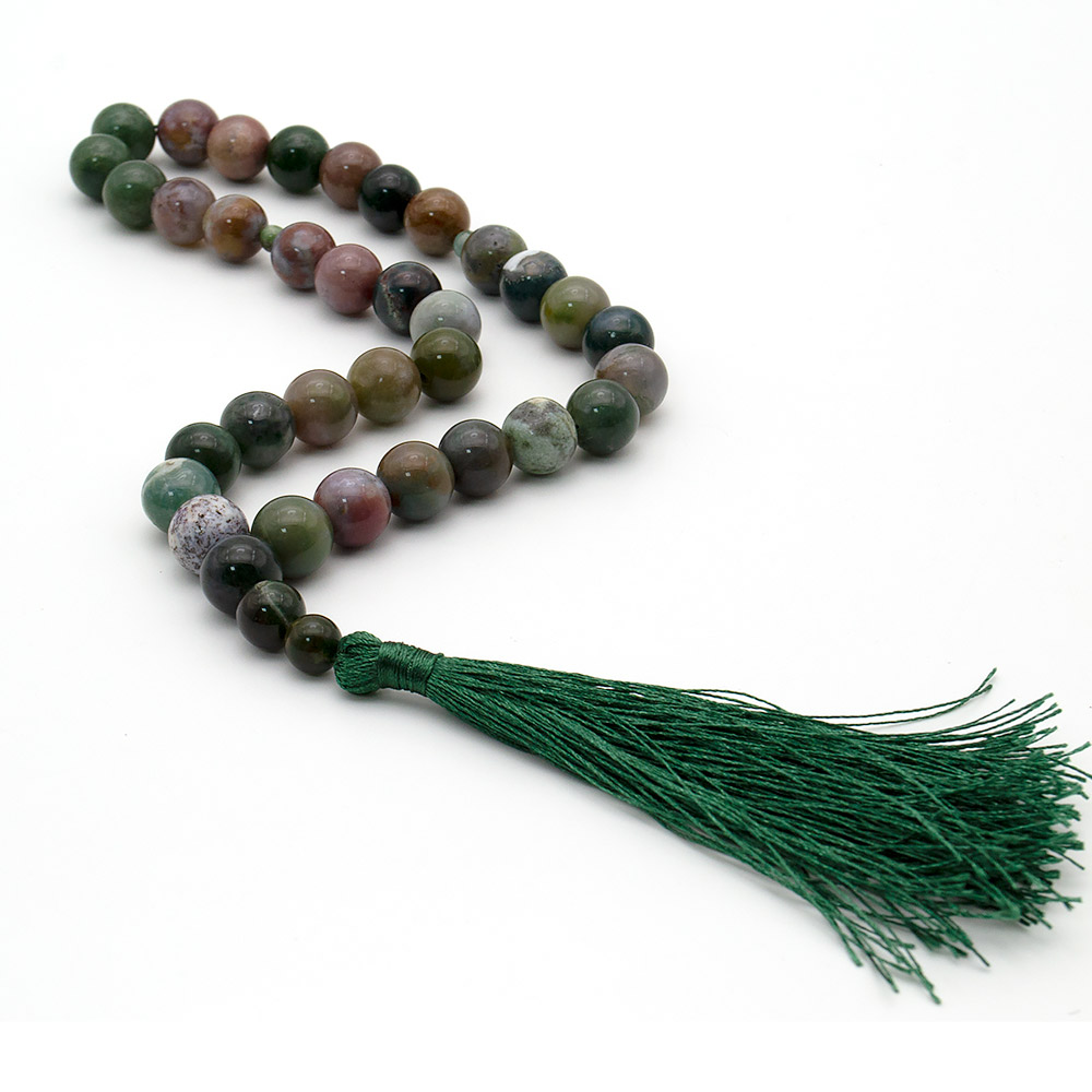 Фото товара четки из микса яшмы,агата и халцедона 12 мм 33 бусины