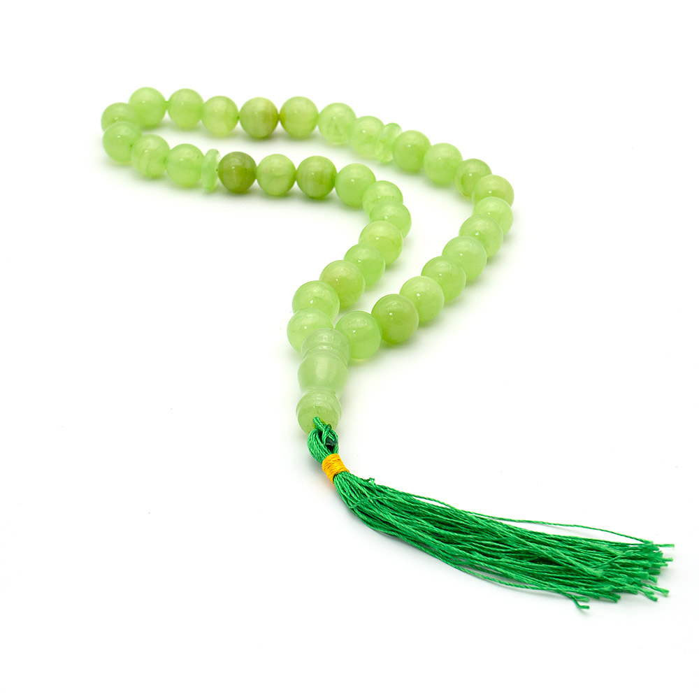 Фото товара четки из оникса зеленого 12 мм 33 бусины